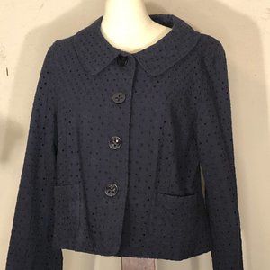 Liz&Co, Eyelet Brocade Jacket, Long sleeve Black, Cotton, Lined